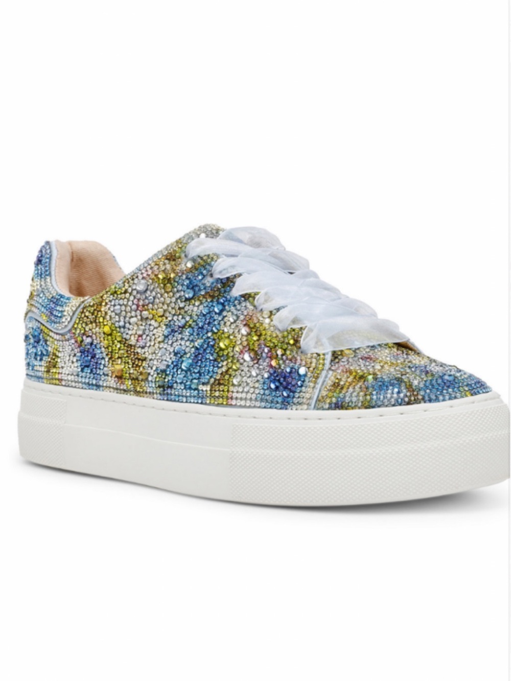 Betsey Johnson Blue, Gold & Blue Crystal Lace-Up Sneakers